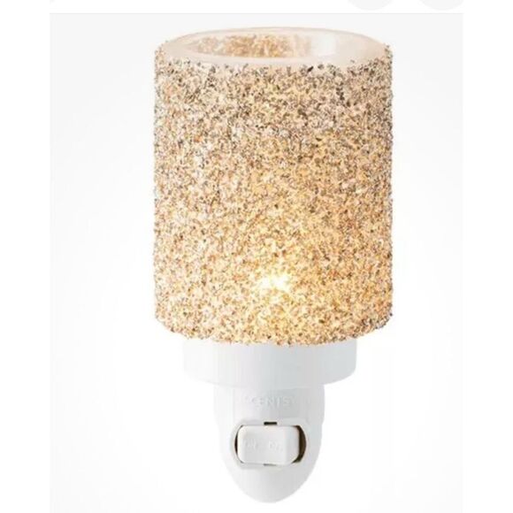 NIB Scentsy Glitter Silver Glass Mini Wax Warmer Wall Plug-In - Picture 1 of 3